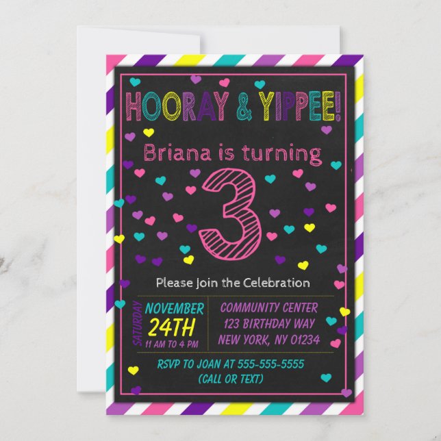 Invitation à l'anniversaire du 3e anniversaire d'u (Devant)