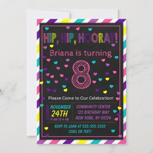 Invitation à l'anniversaire du 8e anniversaire d'u (Devant)