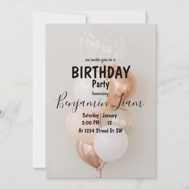 Invitation à l'anniversaire du ballon (Devant)