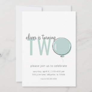 Invitation à l'anniversaire du ballons minimaliste