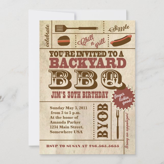 Invitation à l'anniversaire du barbecue (Devant)