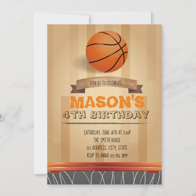 Invitation à l'anniversaire du basket-ball (Devant)