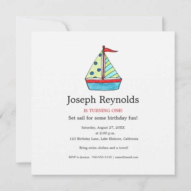 Invitation à l'anniversaire du bateau à voile, Car (Devant)