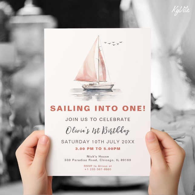 Invitation à l'anniversaire du bateau à voile - ro (Créateur téléchargé)