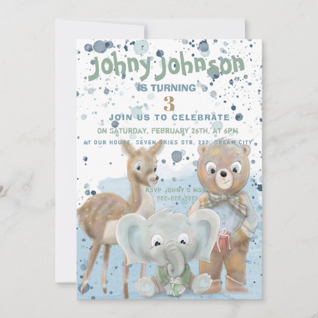 Invitation à l'anniversaire du bébé garçon à thème (Devant)