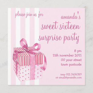 Invitation à l'anniversaire du cadeau rose