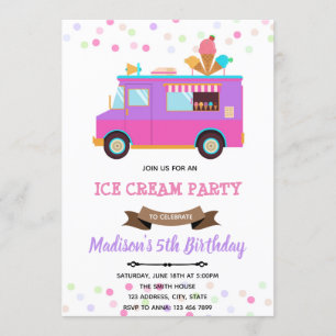 Invitation à l'anniversaire du camion à glace cuit