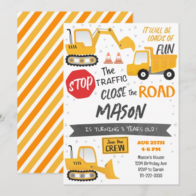 Invitation à l'anniversaire du camion de pompage d (Devant / Derrière)