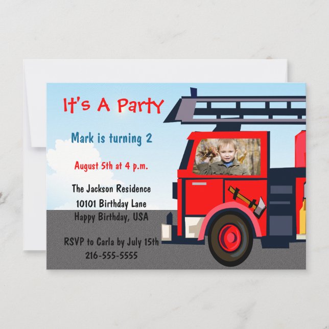 Invitation à l'anniversaire du camion-feu (Devant)