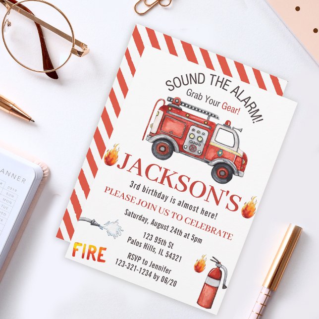 Invitation à l'anniversaire du camion-feu Invitati (Créateur téléchargé)