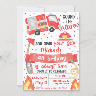 Invitation à l'anniversaire du camion-feu, pompier