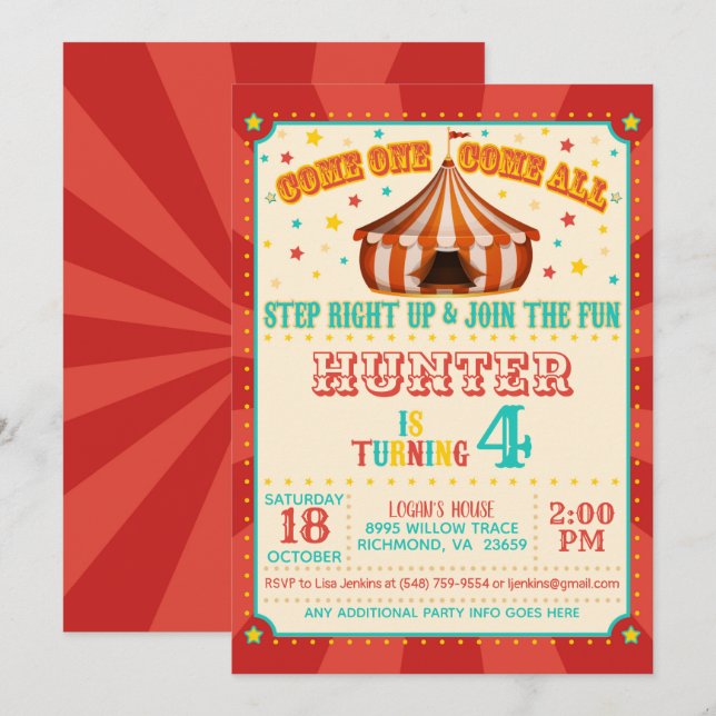 Invitation à l'anniversaire du Carnaval (Devant / Derrière)