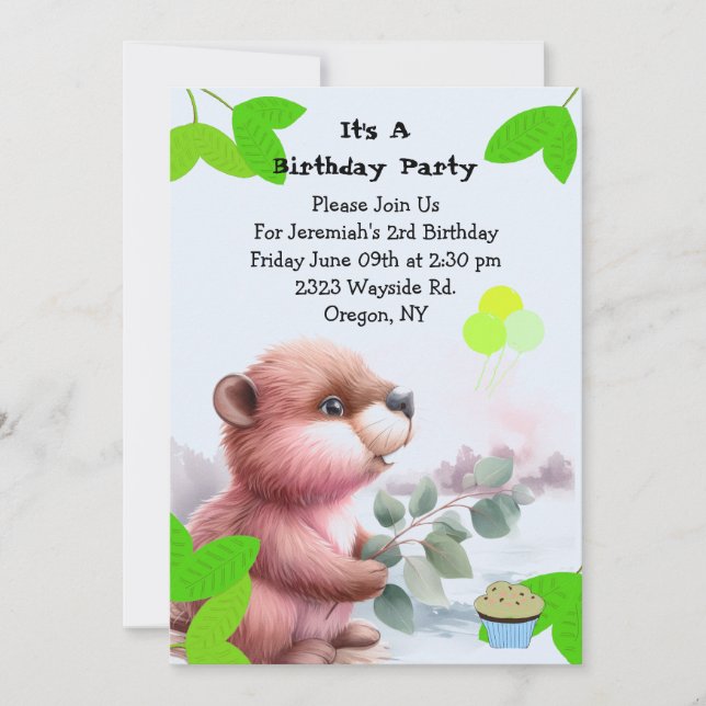 Invitation à l'anniversaire du castor des bois (Devant)
