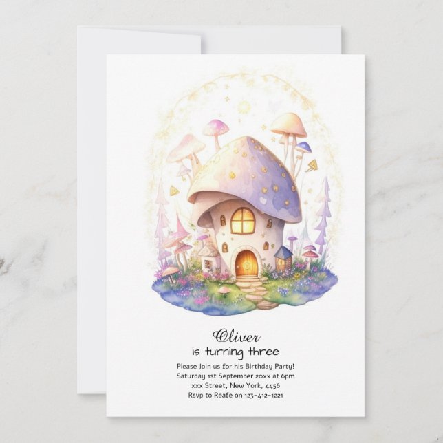 Invitation à l'anniversaire du champignon (Devant)