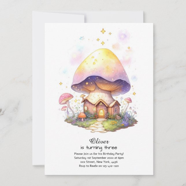 Invitation à l'anniversaire du champignon (Devant)