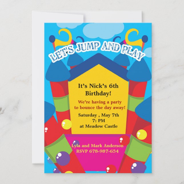 Invitation à l'anniversaire du château gonflable (Devant)