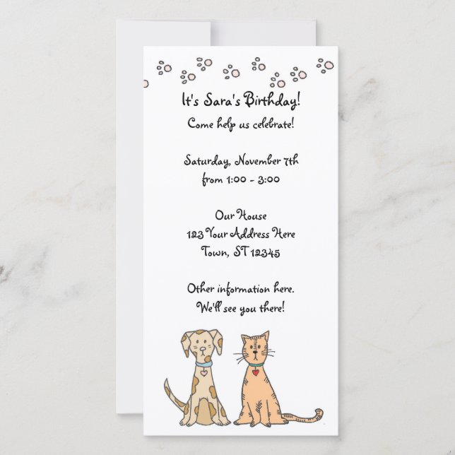 Invitation à l'anniversaire du chien et du chat (Devant)