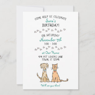 Invitation à l'anniversaire du chien et du chat