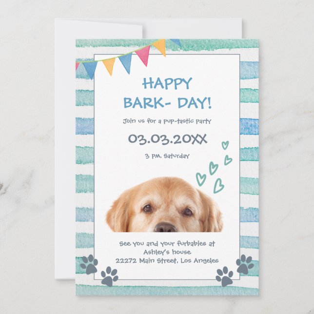 Invitation à l'anniversaire du chiot mignon (Devant)