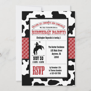 Invitation à l'anniversaire du cow-boy rouge