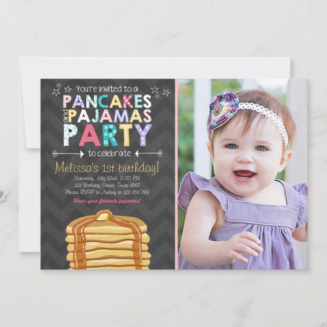 Invitation à l'anniversaire du crêpe et du pyjama (Devant)