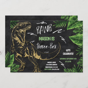 Invitation à l'anniversaire du dinosaure à trois r