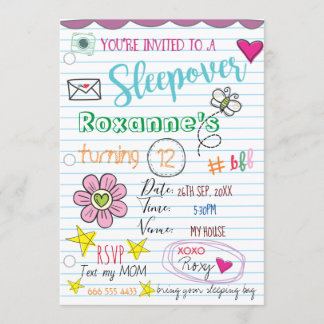 Invitation à l'anniversaire du Dodle de fille