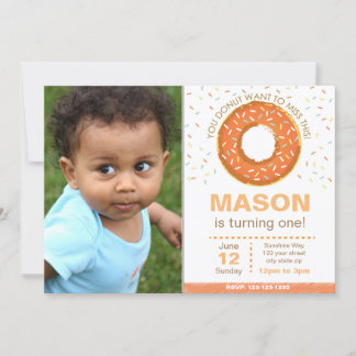 Invitation à l'anniversaire du Donut orange avec p