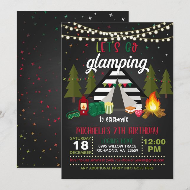 Invitation à l'anniversaire du flambeau - Noël (Devant / Derrière)
