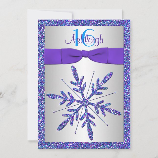 Invitation à l'anniversaire du Flocon de neige ble (Devant)
