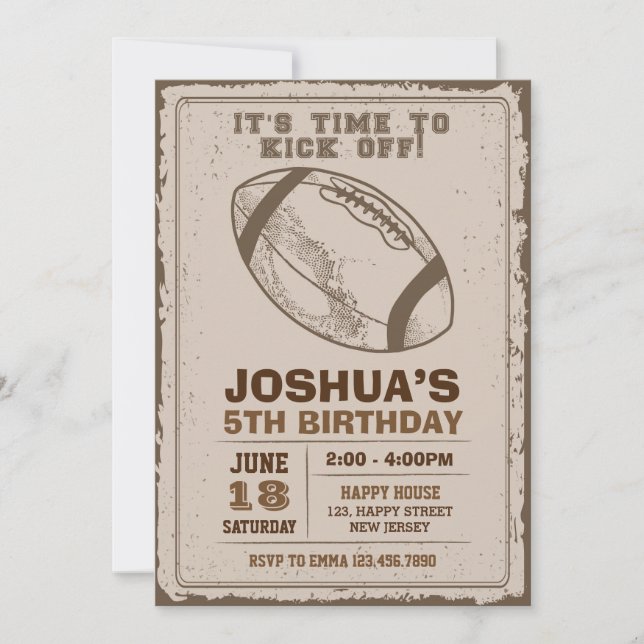 Invitation à l'anniversaire du football américain (Devant)