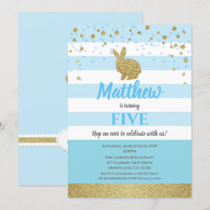 Invitation à l'anniversaire du garçon Bunny bleu