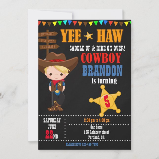 Invitation à l'anniversaire du garçon Country West (Devant)