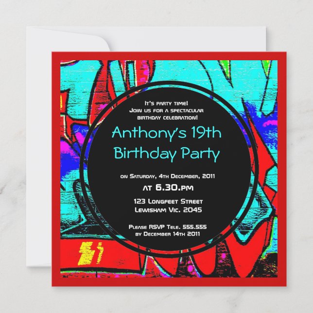 Invitation à l'anniversaire du graffiti (Devant)