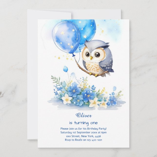 Invitation à l'anniversaire du hibou (Devant)