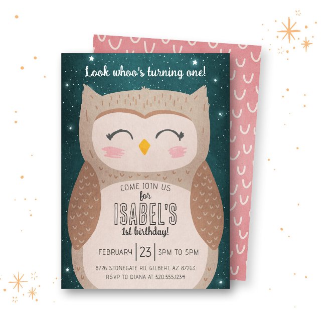 Invitation à l'anniversaire du hibou (Créateur téléchargé)