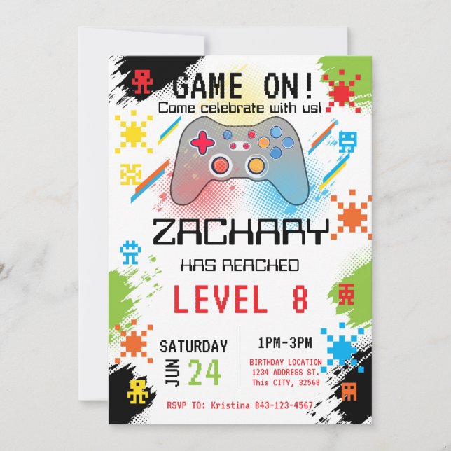 Invitation à l'anniversaire du jeu vidéo (Devant)