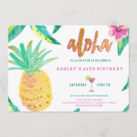 invitation à l'anniversaire du luau tropical