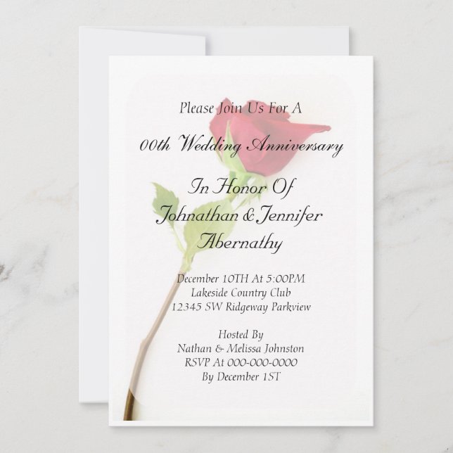 Invitation à l'anniversaire du mariage (Devant)