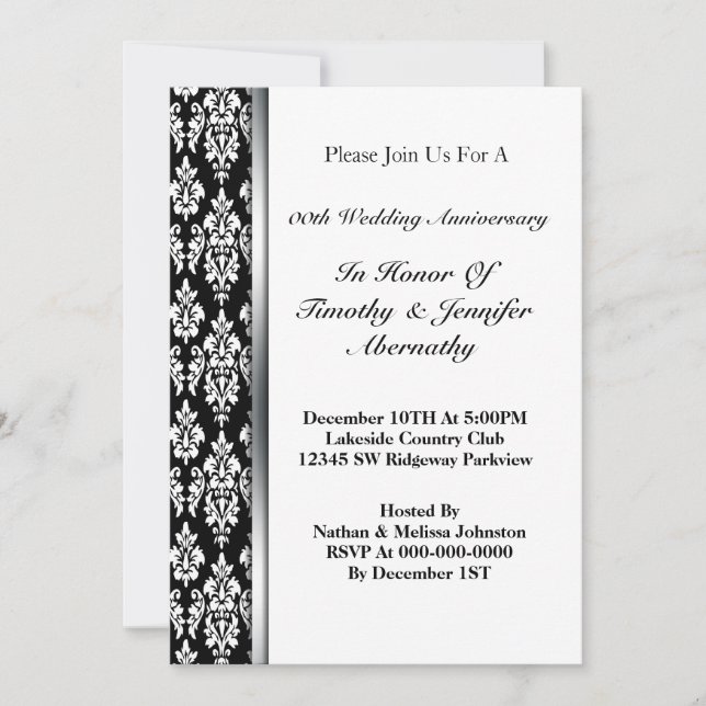 Invitation à l'anniversaire du mariage (Devant)