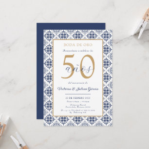 Invitation à l'anniversaire du Mariage bleu espagn