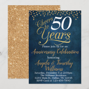 Invitation à l'anniversaire du Mariage d'or bleu d