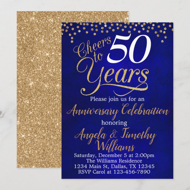 Invitation à l'anniversaire du Mariage d'or Sapphi (Devant / Derrière)