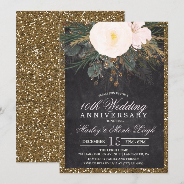 Invitation à l'anniversaire du Mariage Floral d'hi (Devant / Derrière)
