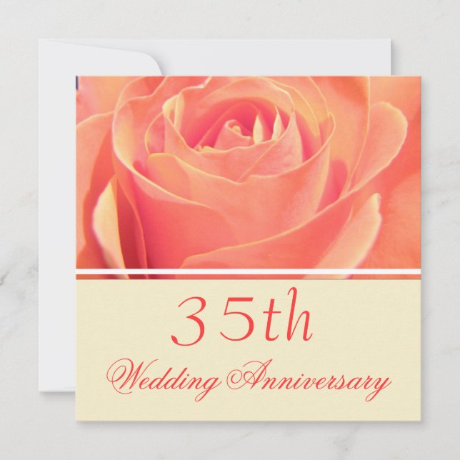 Invitation à l'anniversaire du Mariage Rose corail (Devant)