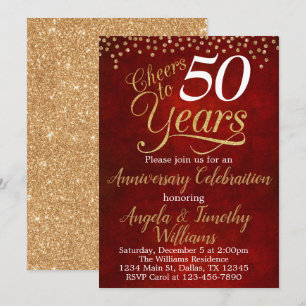 Invitation à l'anniversaire du Mariage Ruby Red Go