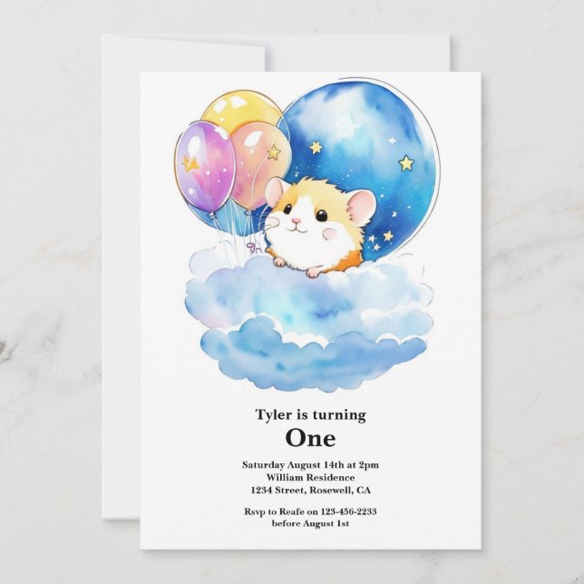 Invitation à l'anniversaire du mignon Hamster (Devant)
