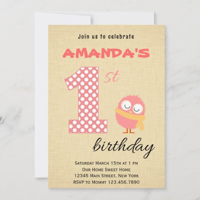 Invitation à l'anniversaire du Monster Cute (Devant)