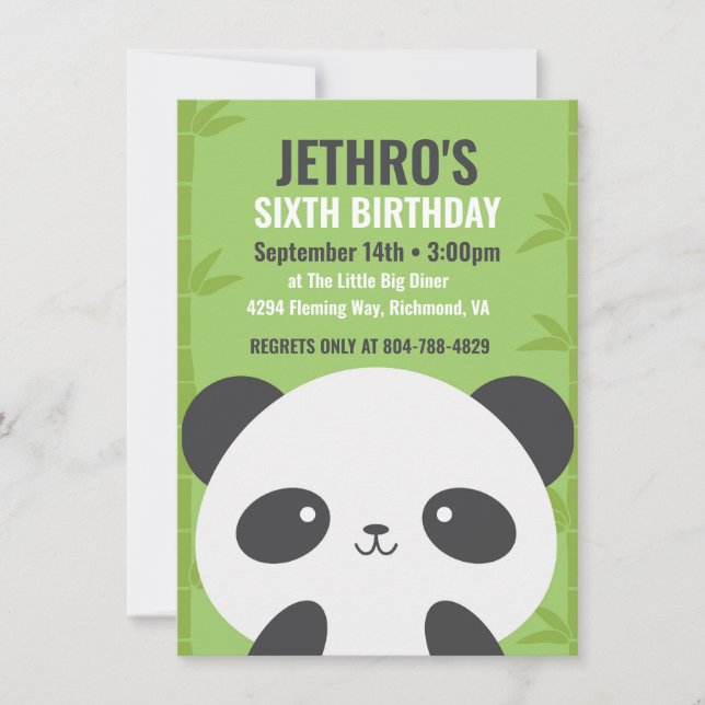Invitation à l'anniversaire du panda Cute (Devant)