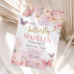 Invitation à l'anniversaire du papillon pour les f